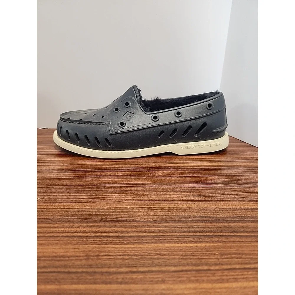 Sperry Fur Lined Cozy Float Boat Womens 7‎ Navy Blue Casual Shoes STS87088